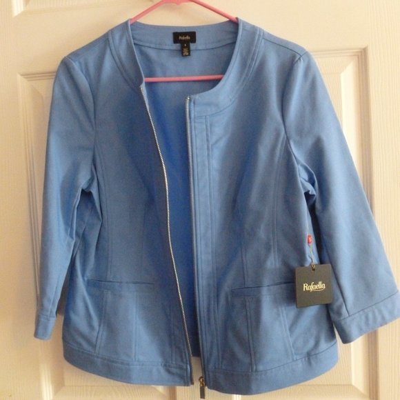 Rafaella Blue Marina Jacket Shirt zip up Top 8 pockets - Picture 11 of 12